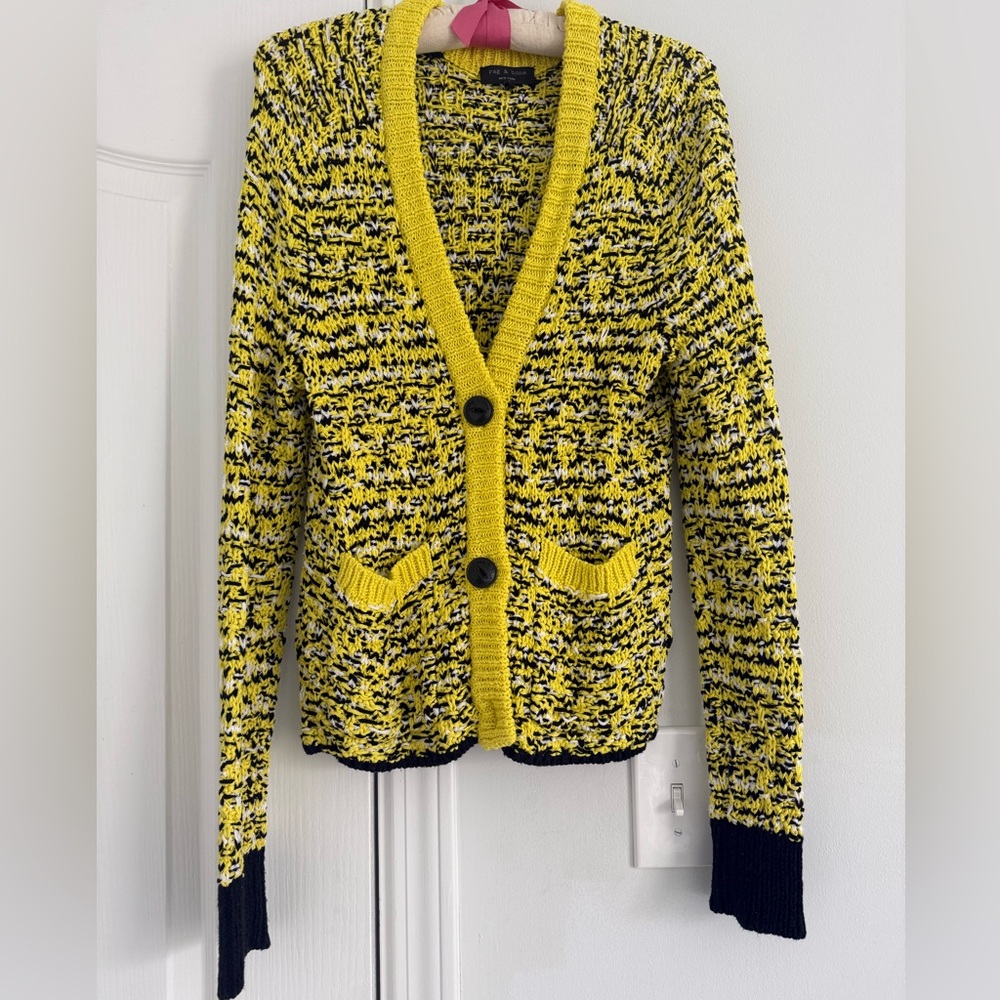 Rag and Bone Yellow and Black Knit Cardigan